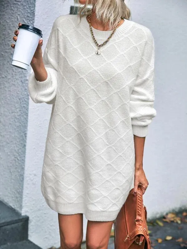 Solid Drop Shoulder Sweater Dress