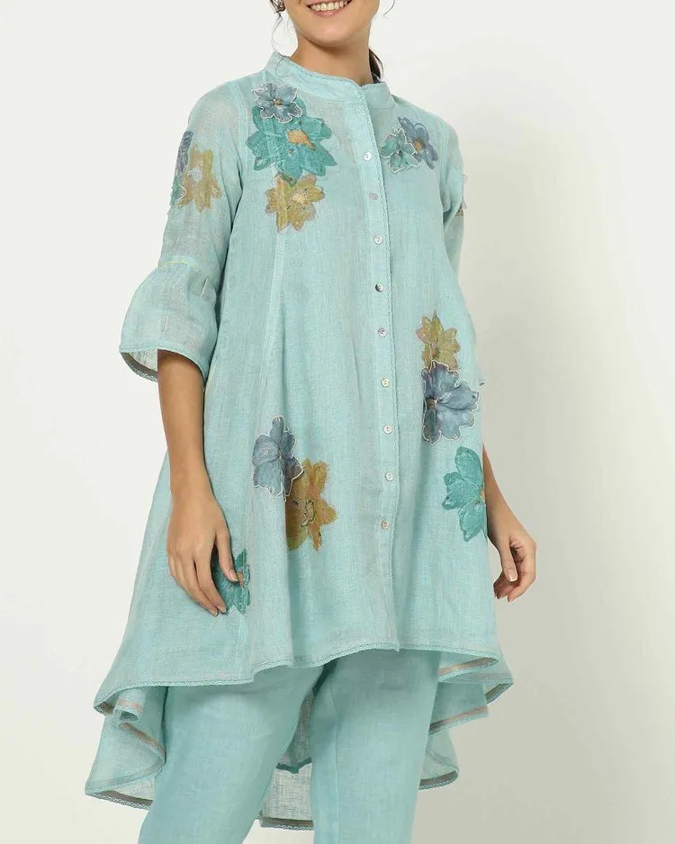 Elegant Floral Print Top Pants Set