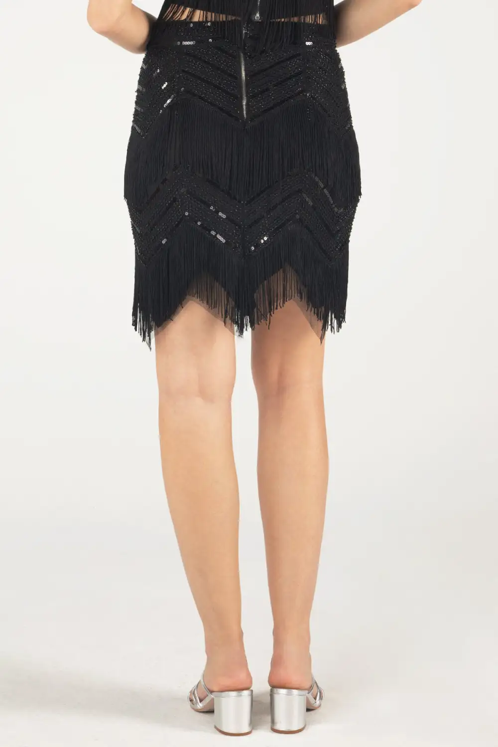 Embellished Fringe Mini Skirt