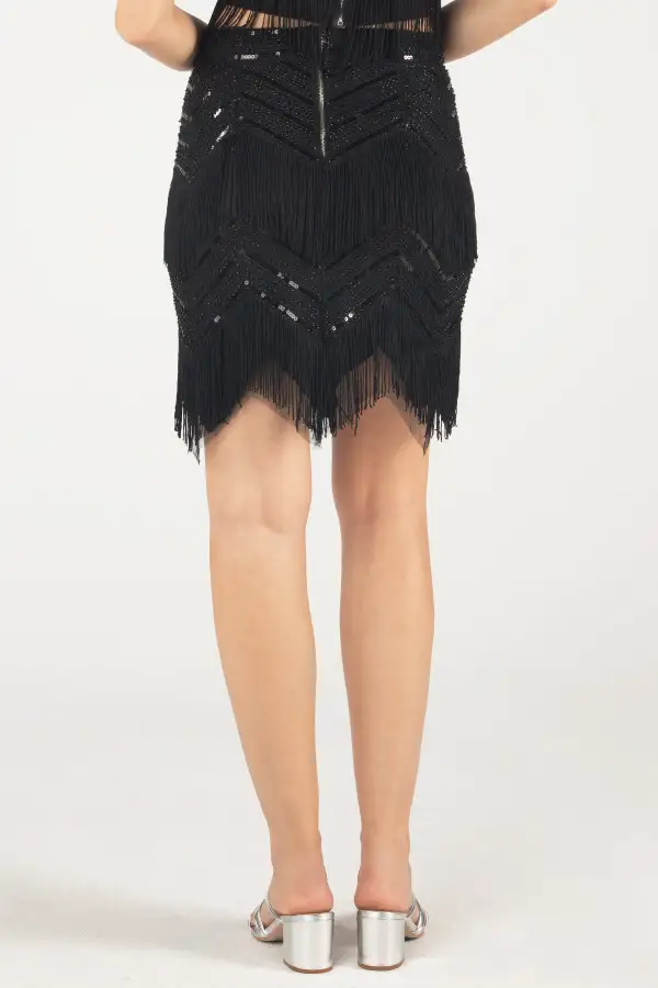 Embellished Fringe Mini Skirt