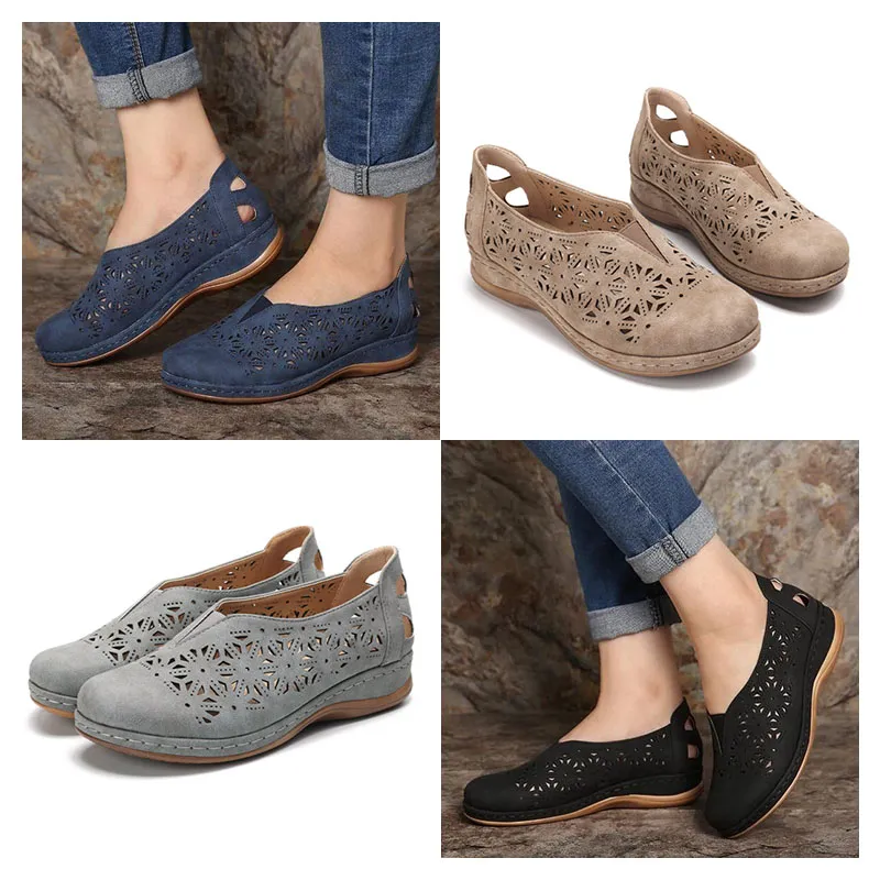 Women's Hollow Out Round Toe Flat Sandals