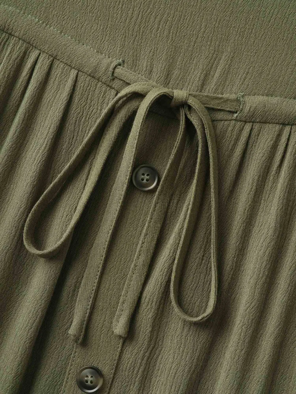 Waist-Defining Tie Ruffled Sleeve Midi Dress