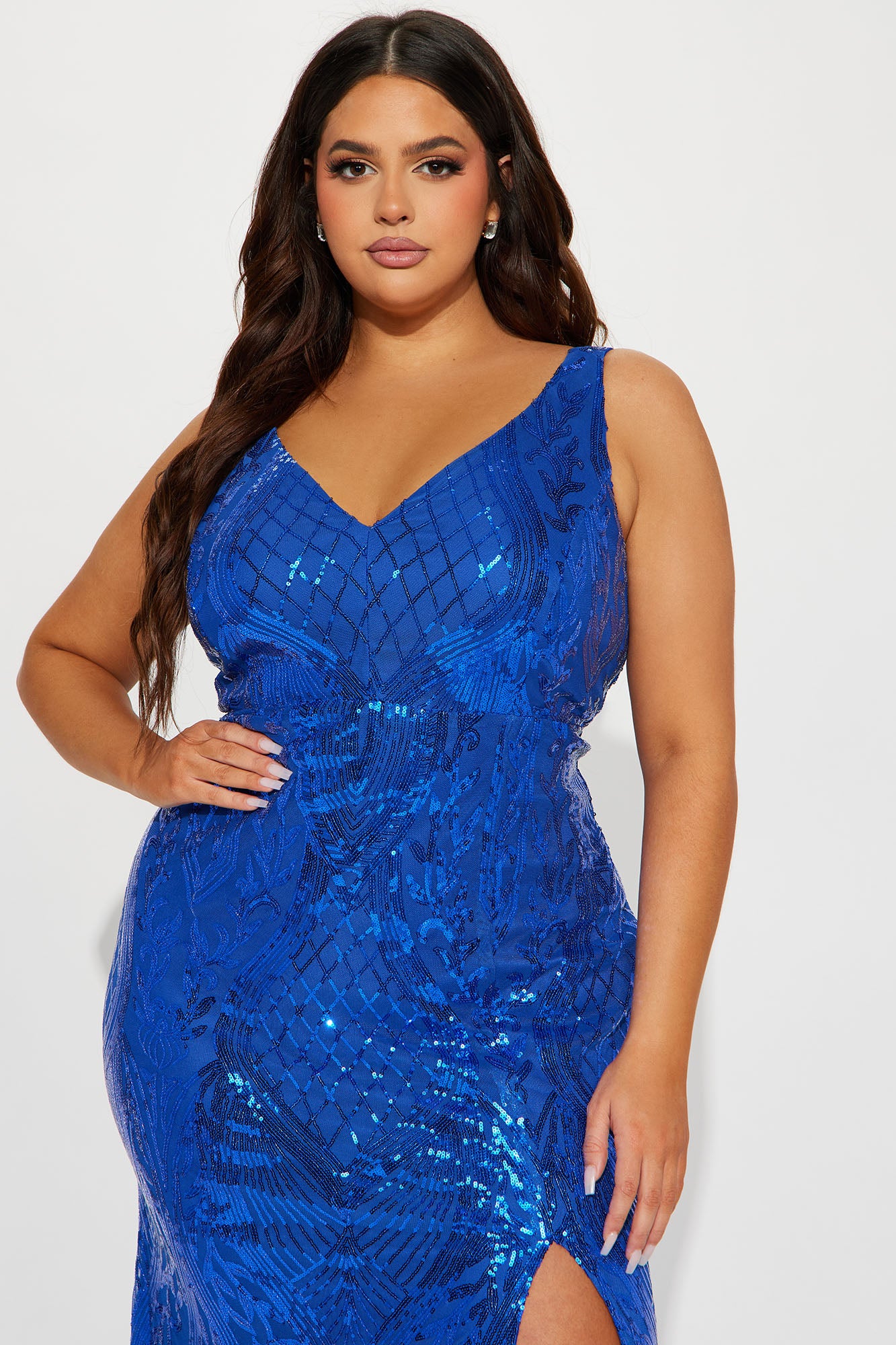 Diva On The Move Sequin Maxi Dress - Royal