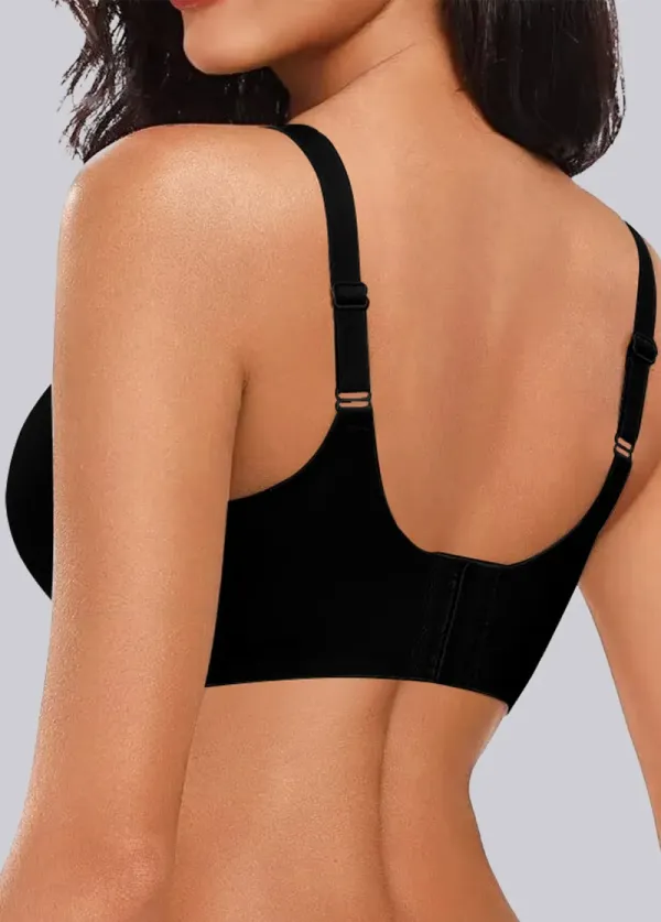 Black Push Up V Neck Bra