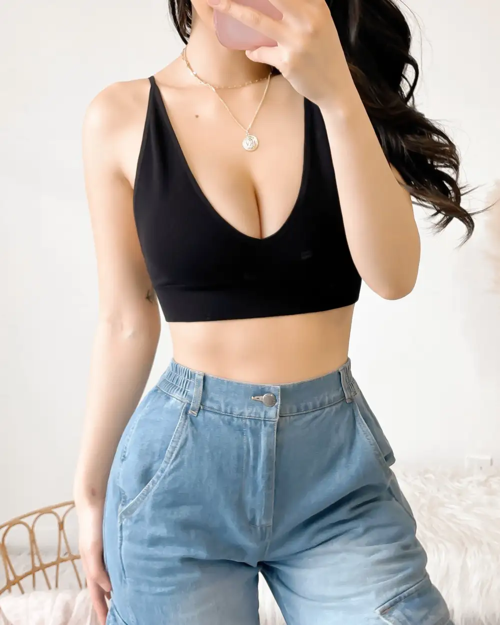 LIGHT AS A FEATHER BRALETTE TOP (BLACK)