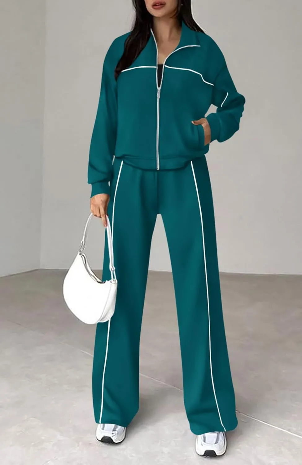 Women's Two Piece Tracksuit Fall 2024 Long Sleeve Jogger Sweatsuit Sets