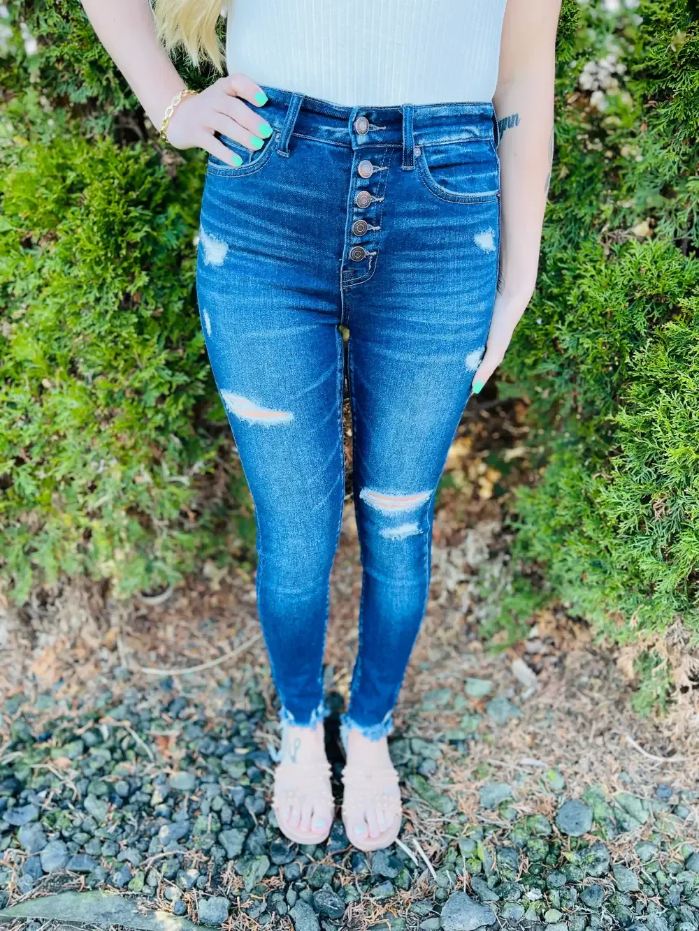 DOORBUSTER! I Like Big Button Fly Skinny Jeans