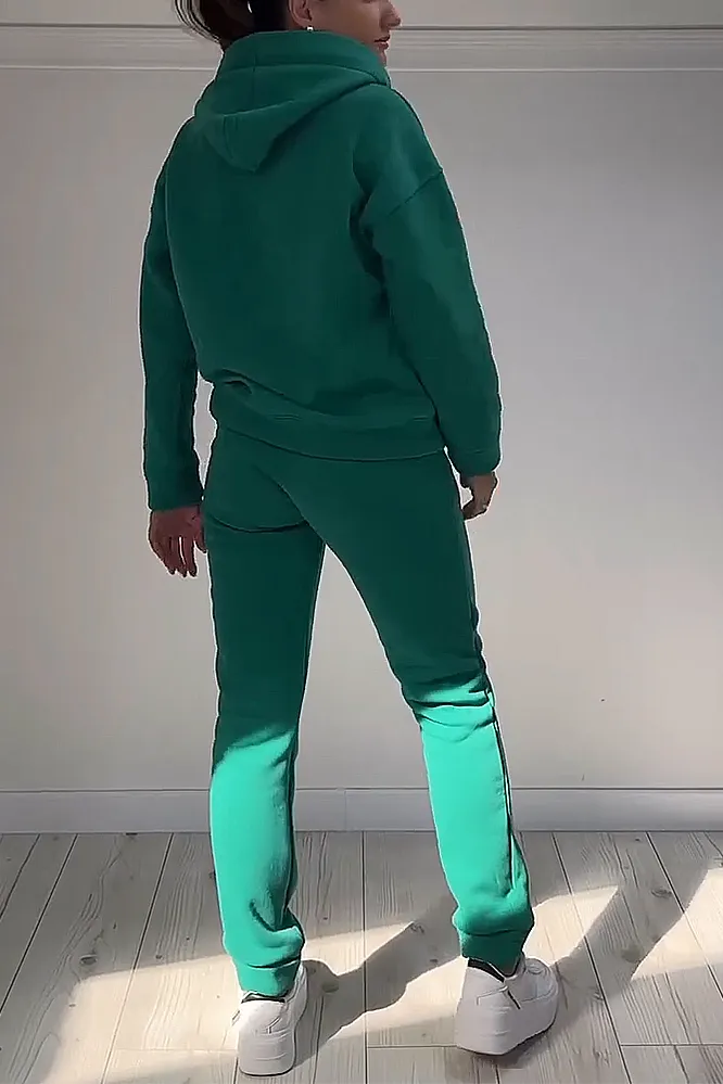 Women's solid color hoodie and pants two-piece set