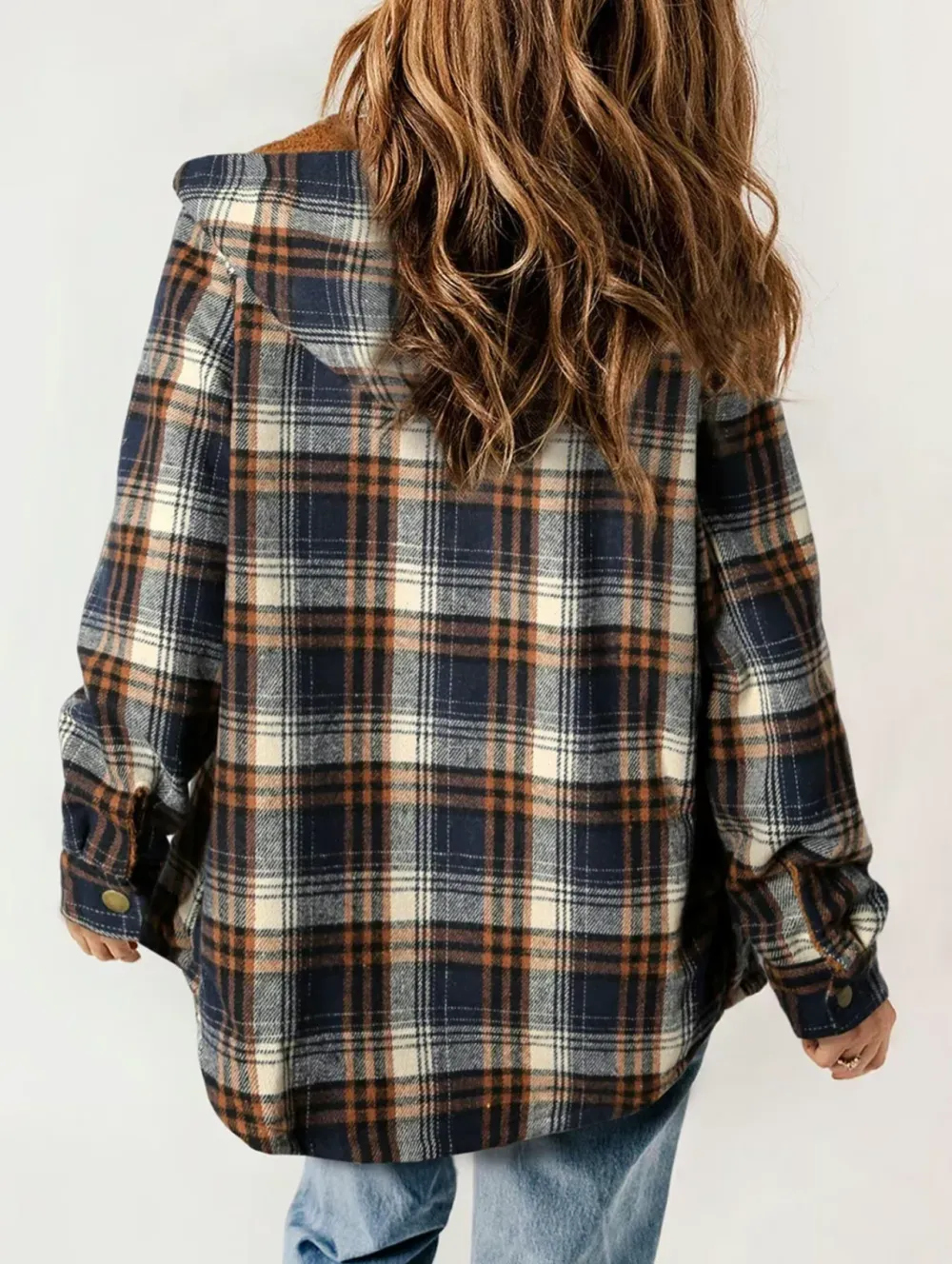 ⚡Black Friday Fun 🖤Women's Hooded Plaid Fleece Coat