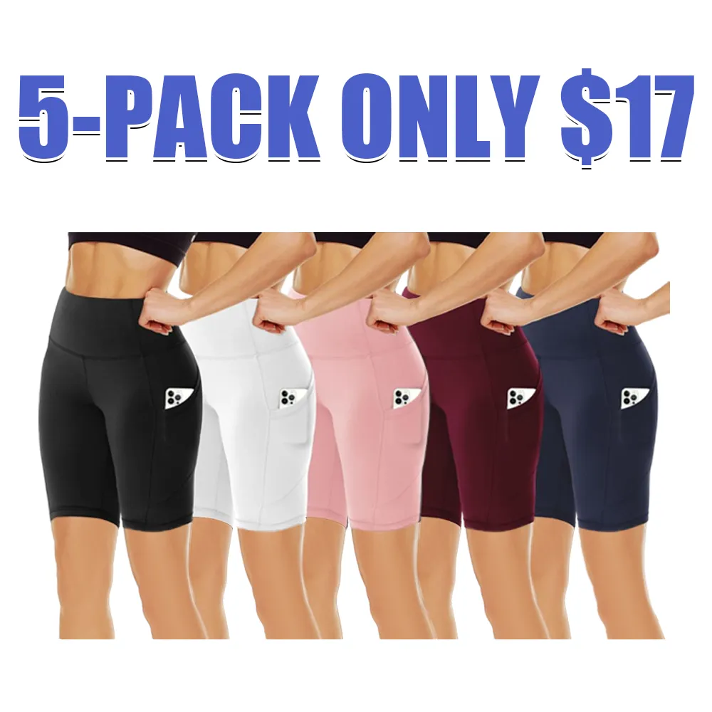 Women's High Waist Biker Shorts with Pockets – Plus Size, 5