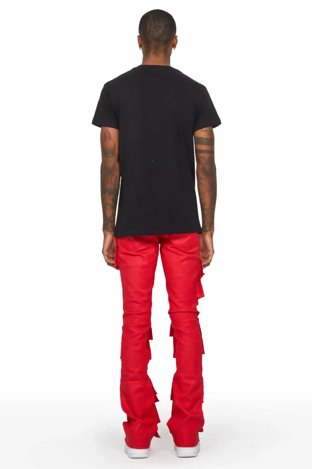 Zander Red Stacked Flare Cargo Jean