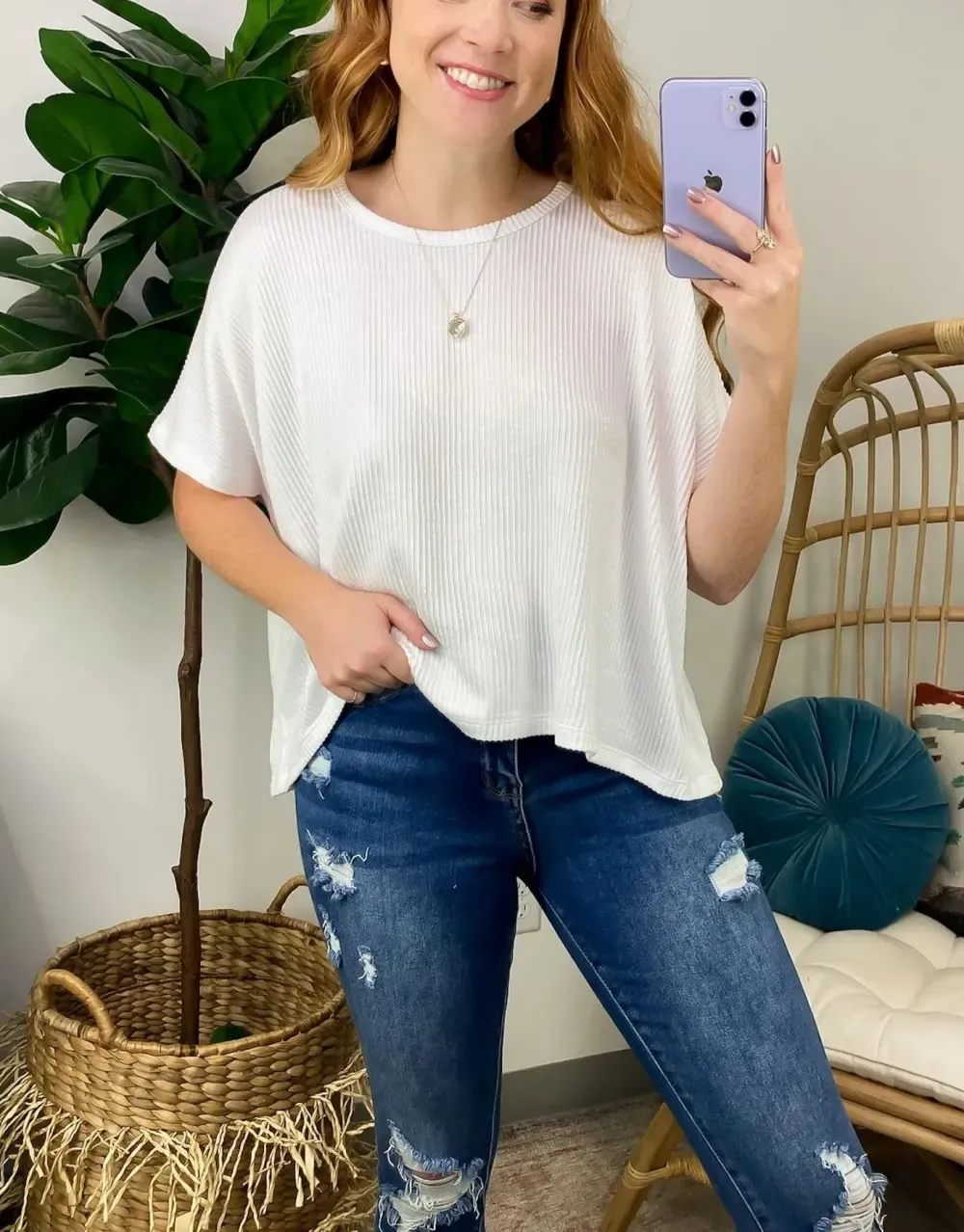 Hot Sale Two Tone Rib Knit Oversized Top