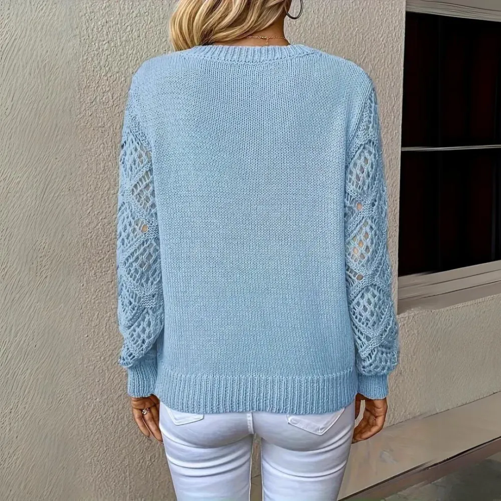 V-Neck Knitted Sleeves Jumper