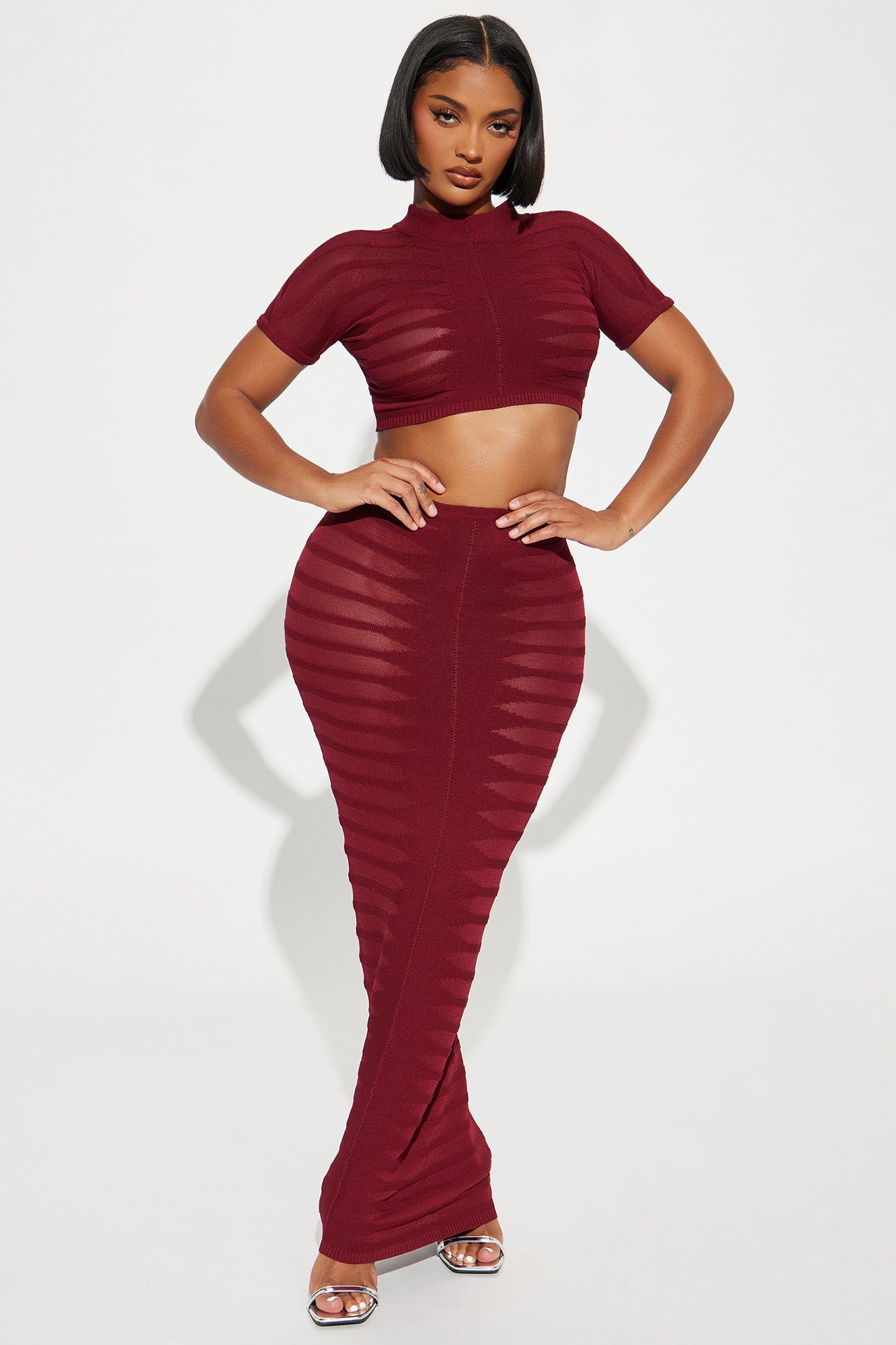 Love Me Sweater Skirt Set - Burgundy
