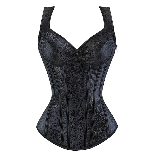 Corset Women's Corsets Halloween Wedding Party Party & Evening Plus Size Black White Purple Breathable Overbust Corset Zipper Lace Up Backless Tummy Control Push Up Flower All Seasons