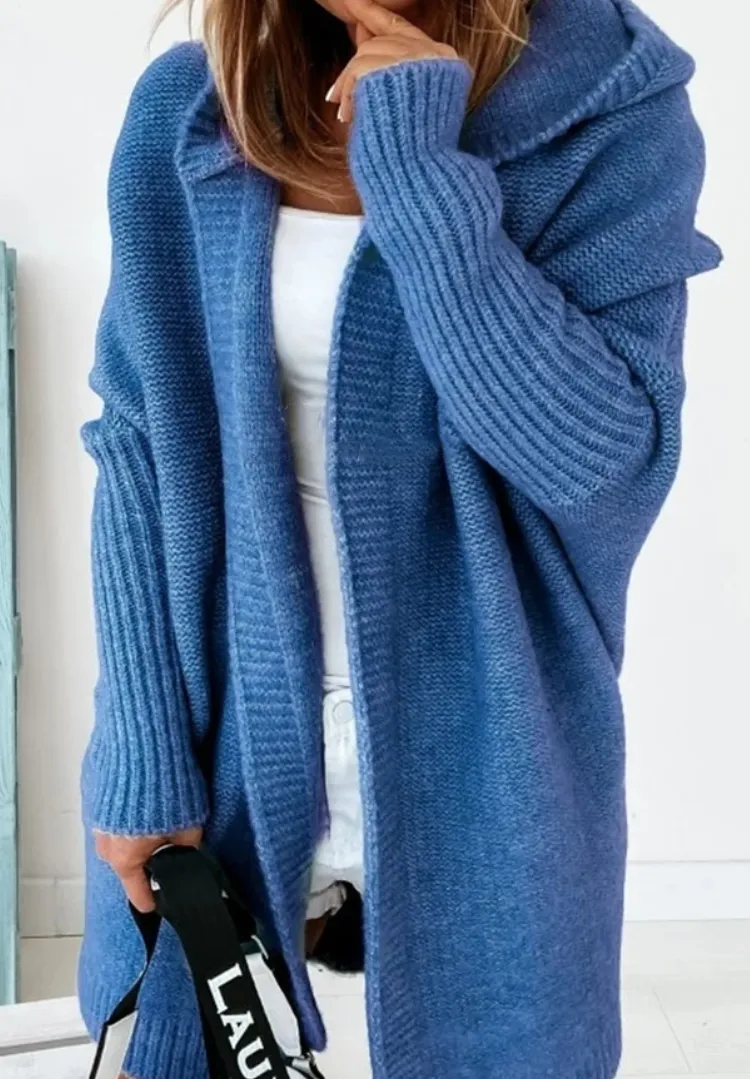 Hooded Sweater Bat-Shaped Soft Loose Back Patchwork Sweater