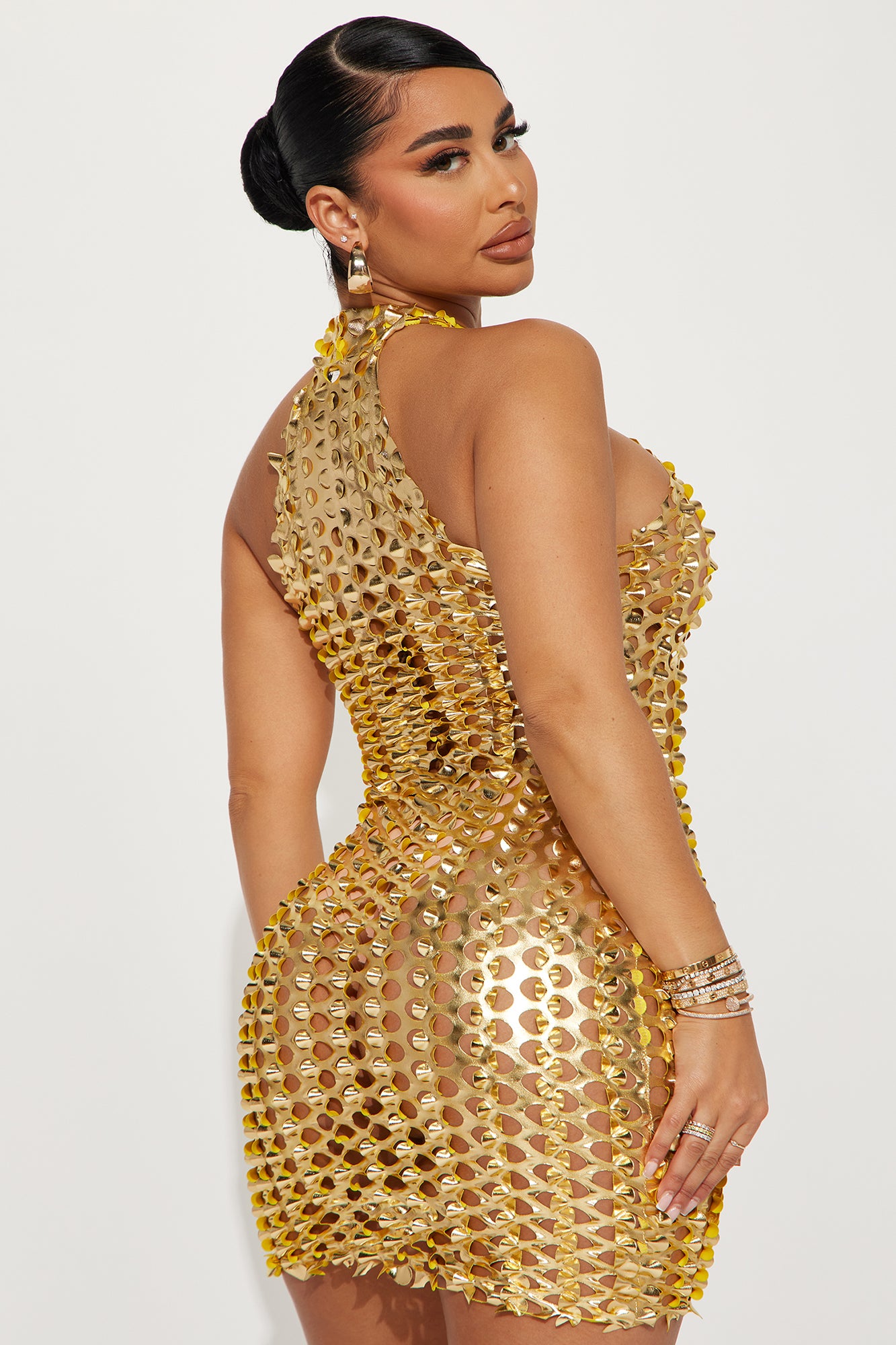 Heidi Metallic Mini Dress - Gold