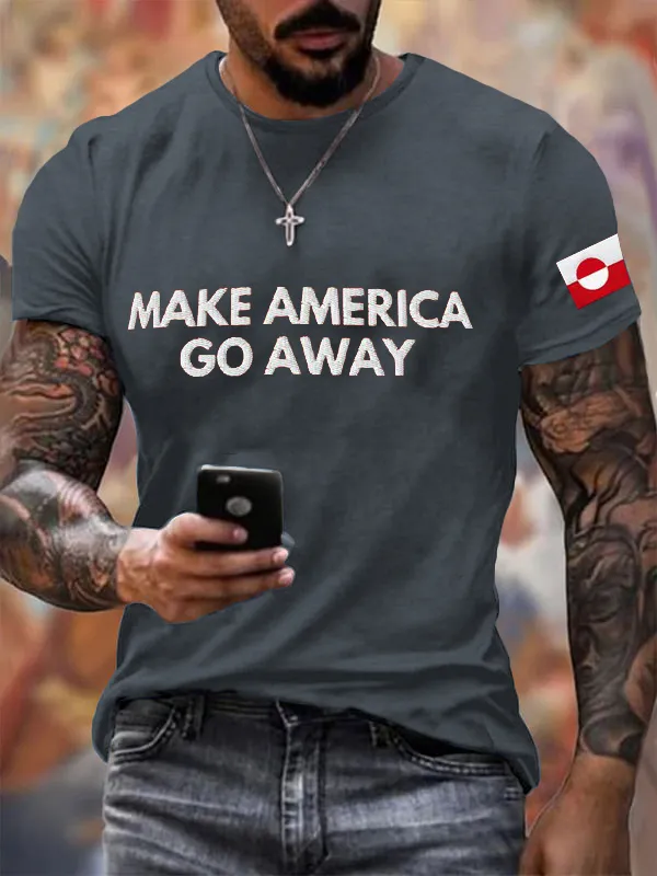 Men'S Vintage Men'S T-Shirt Make American Go Away Printed T-Shirt Pure Cotton Short Sleeve