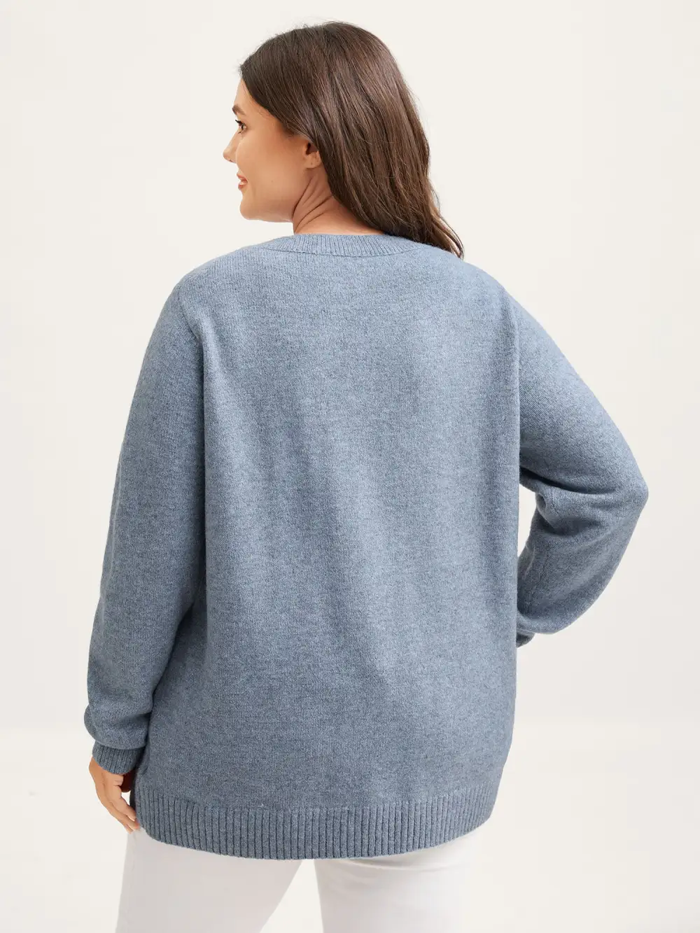 Heather Textured V-Neck Pullover
