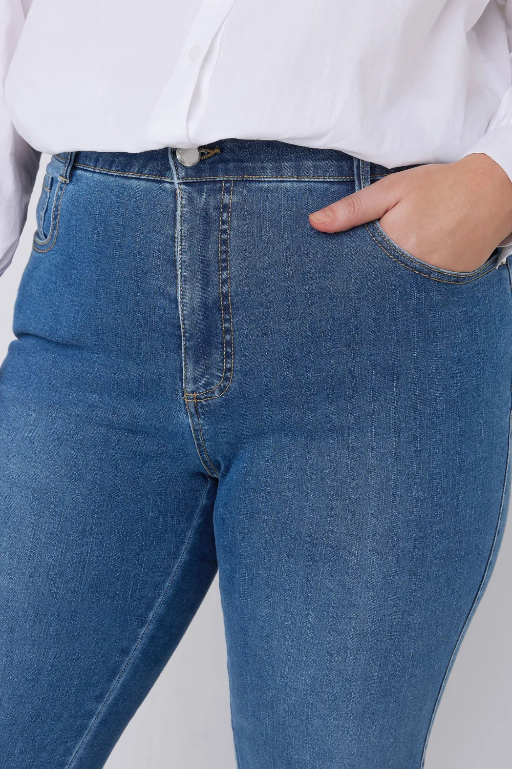 EVANS Curve Blue Mid Wash Straight Leg Jeans