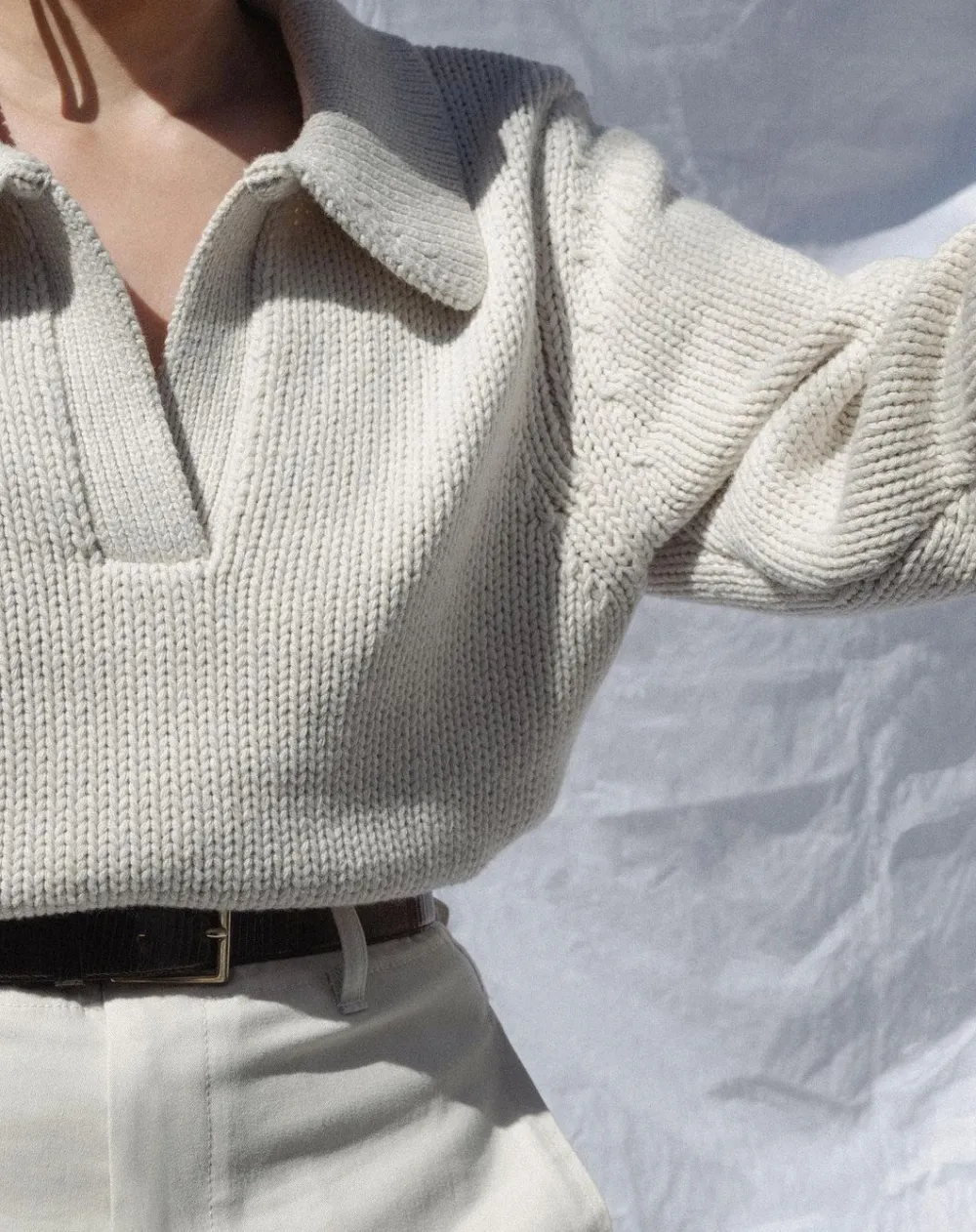Chic Solid Color Lapel Sweater