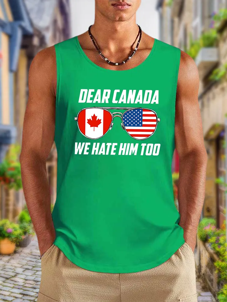 Men'S Dear Canada We Hate Him Too Round Neck Cotton Vest