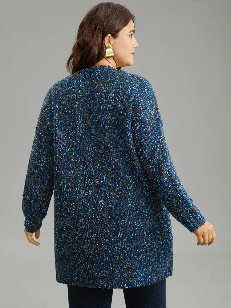 Colour Textured Open Front Cardigan