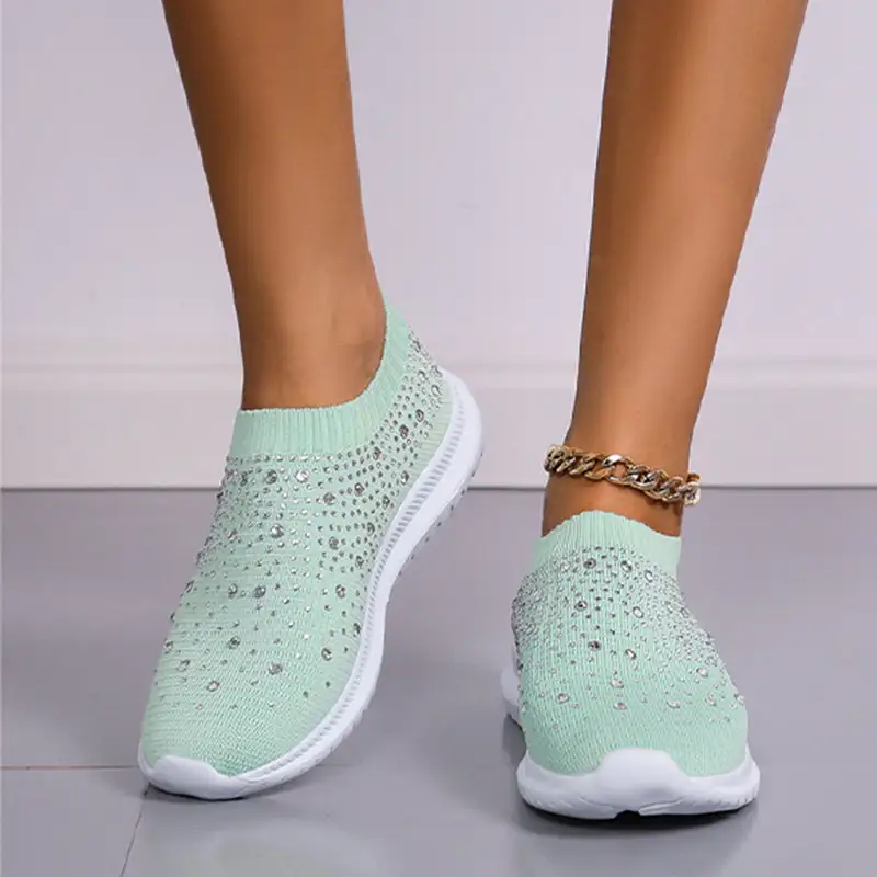 Women's Crystal Breathable SlipOn Walking Shoes