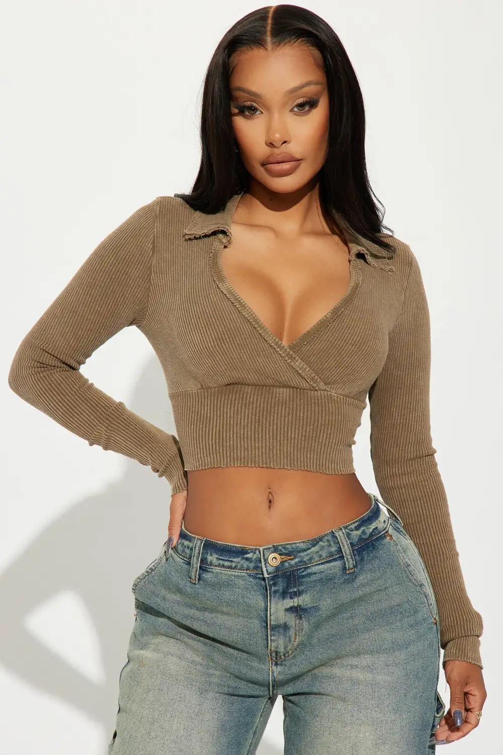 Phoebe Washed Top - Mocha