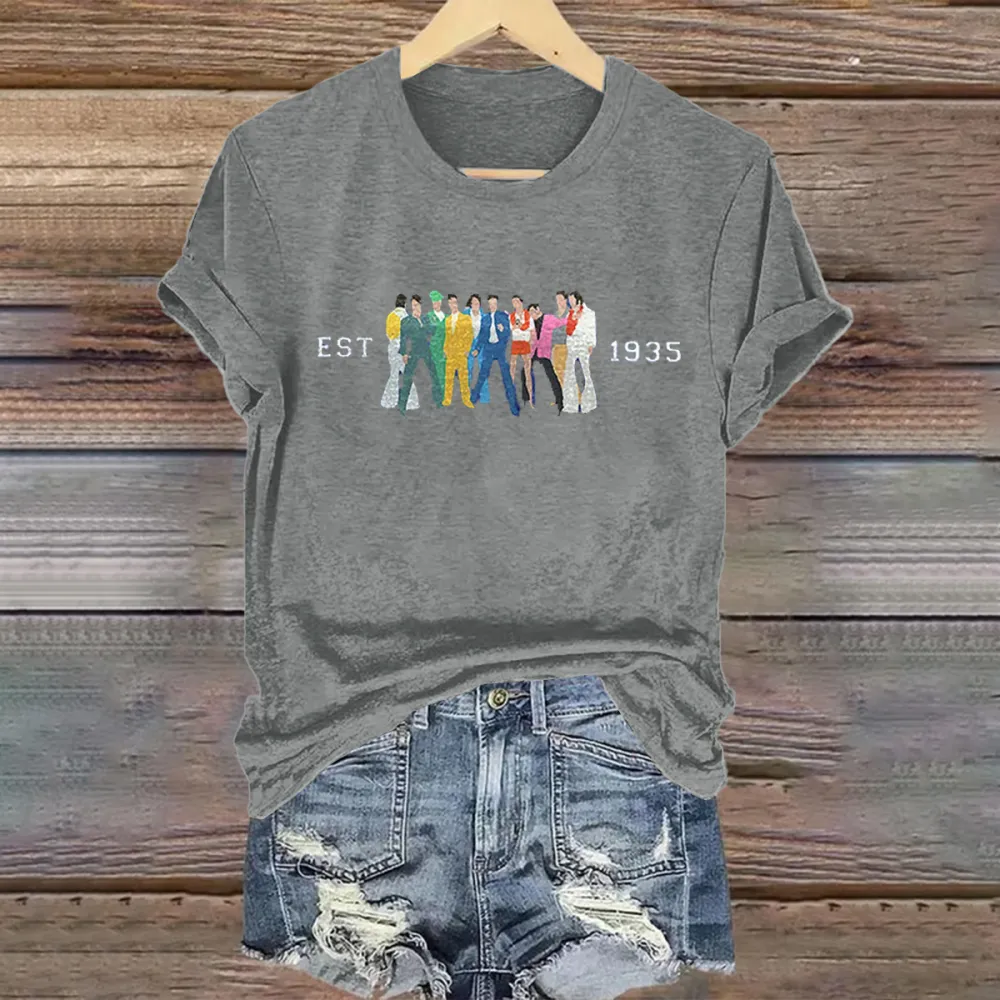 Women's Est 1935 Print Short Sleeve Round Neck Cotton T-Shirt