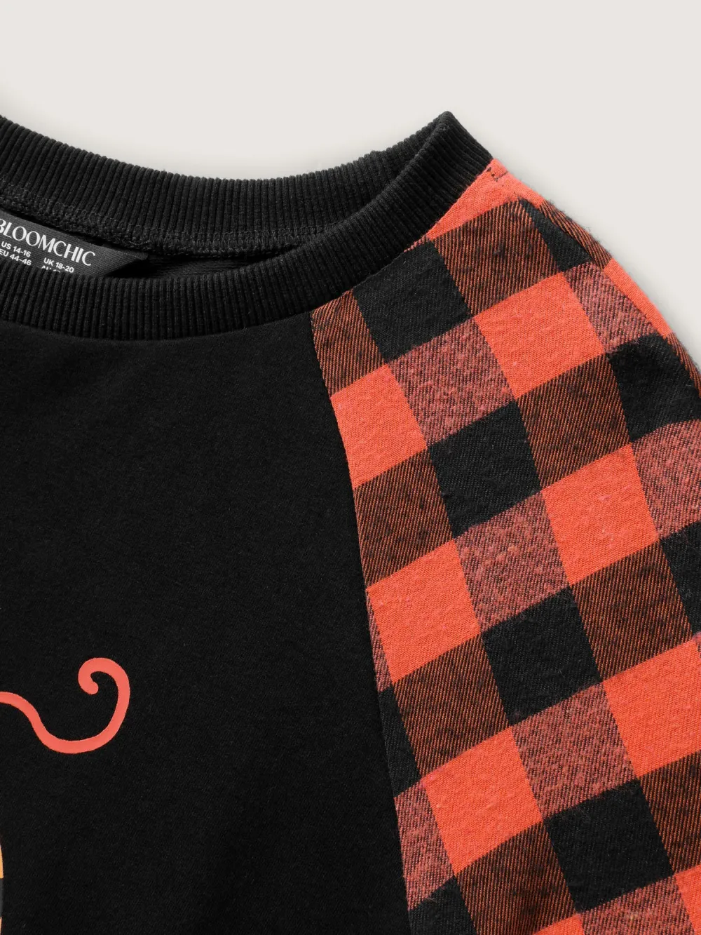 Halloween Pumpkin Plaid Stretchy Sweatshirt