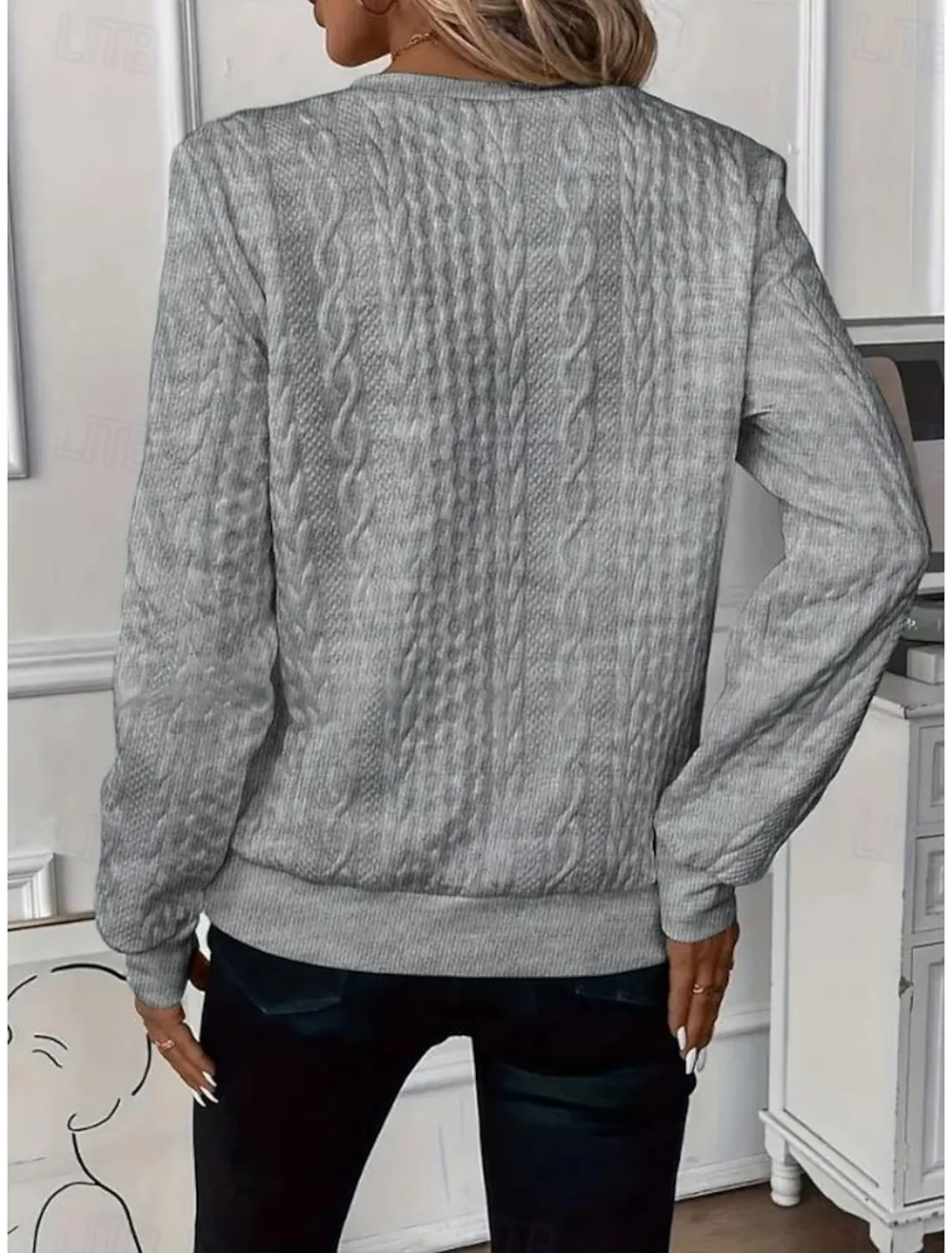 Women's Sweatshirt Elegant Modern Plain Work Crew Neck Zipper Loose Fit Long Sleeve Black White Pink Gray Spring Fall