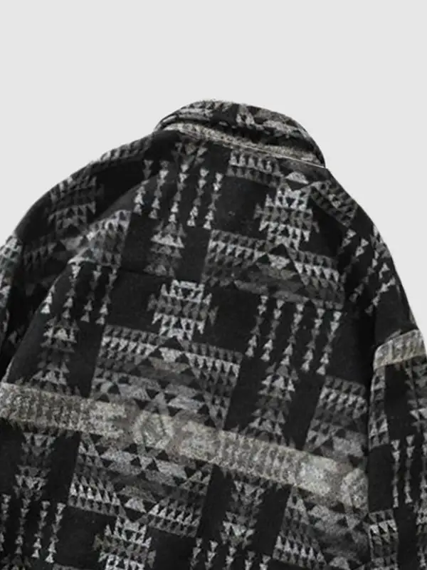 Men's Western Classic Geometric Pattern Retro Ethnic Style Blend Wool Jacket