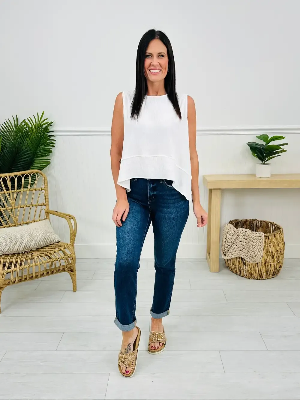 One Hundred Percent Chance Tummy Control Mom Jeans