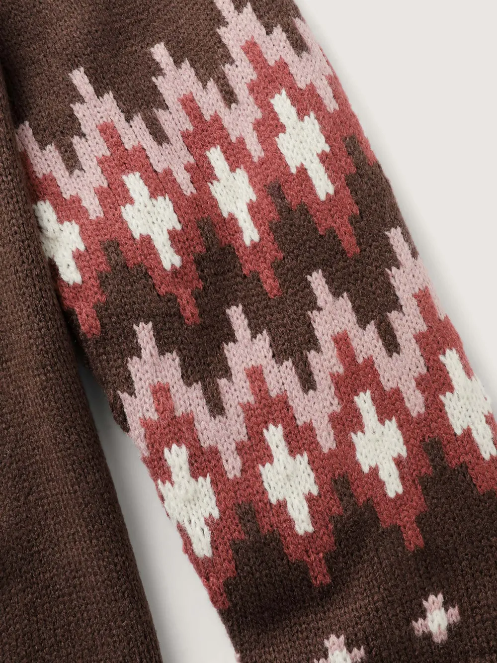 Fair-Isle Yoke Button Knit Cardigan