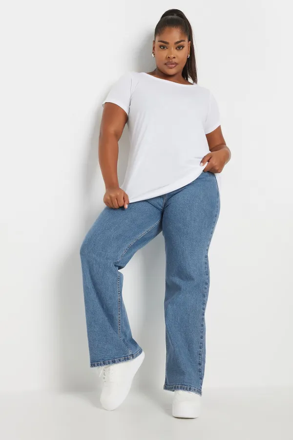 YOURS Curve Indigo Blue Wide Leg Denim Jeans