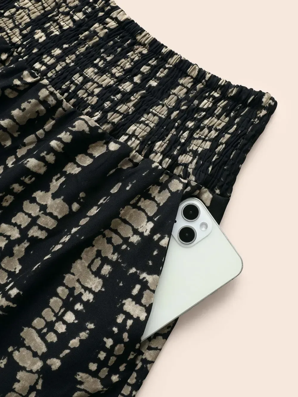 Geometric Shirred Ruffle Layered Hem Skirt