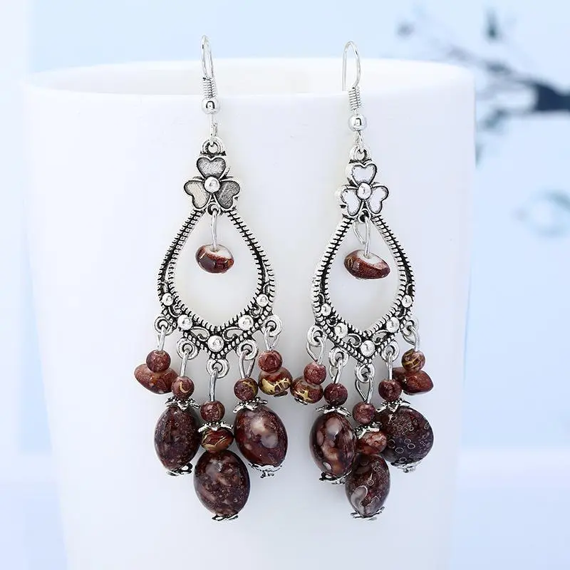 National Romantic Su Retro Long Carved Earrings