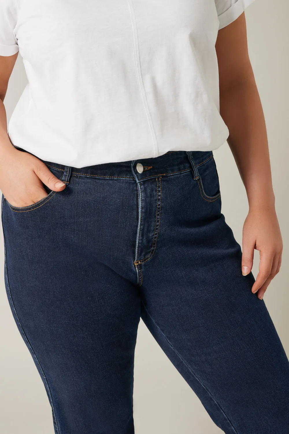 EVANS Curve Blue Mid Wash Straight Leg Jeans
