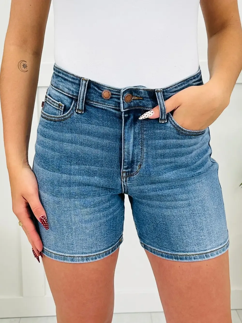 Judy Blue Twice As Nice Double Button Dad Shorts