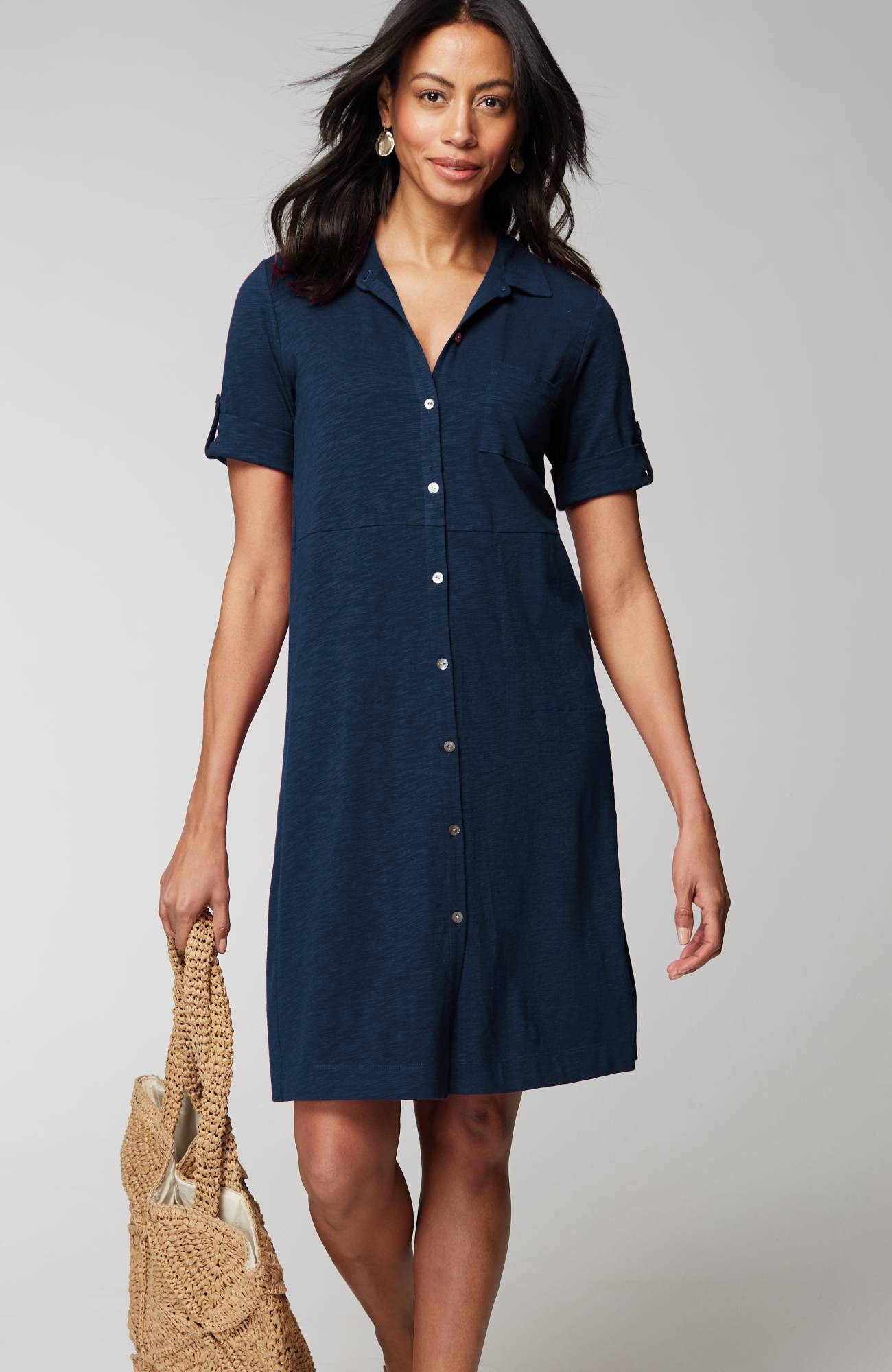 Classic Cotton-Slub Shirtdress