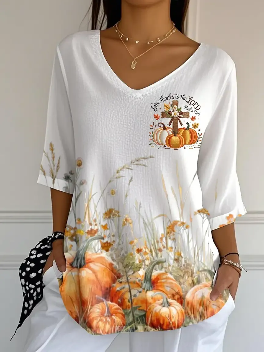 Women's Casual Autumn Print Sleeve Top