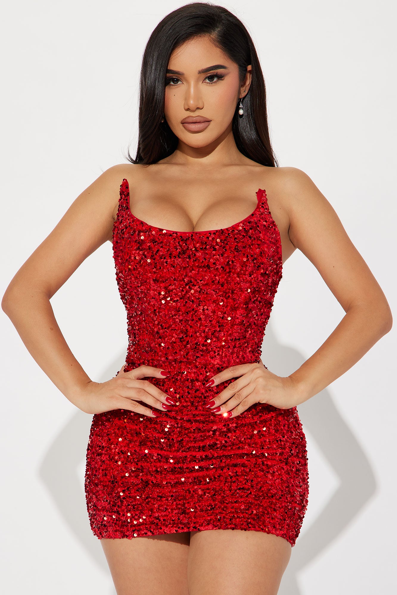 Glamour Sequin Mini Dress - Red
