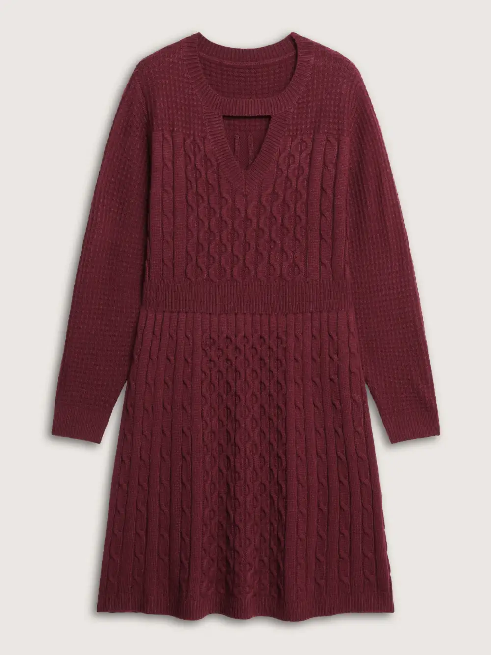 Cable Knit Textured Cut-Out Sweater Dress