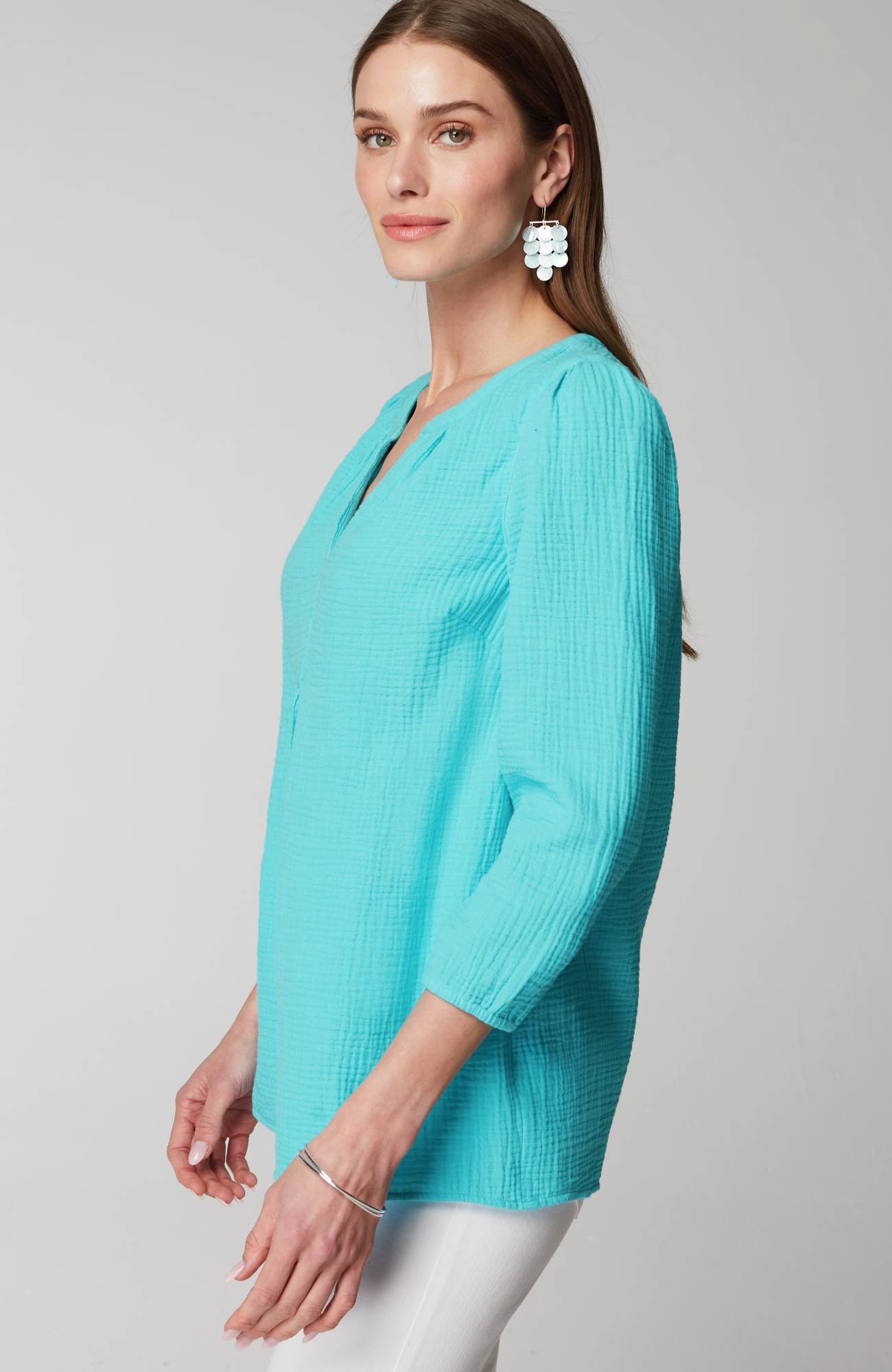 Cotton-Gauze Popover Top