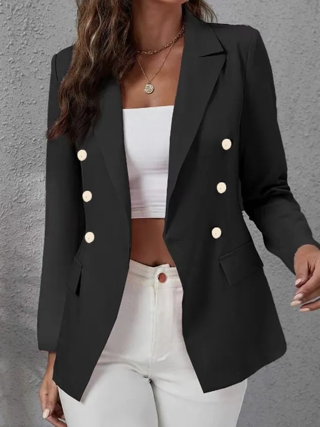 Long Sleeve Plain Regular Loose Blazer For Women