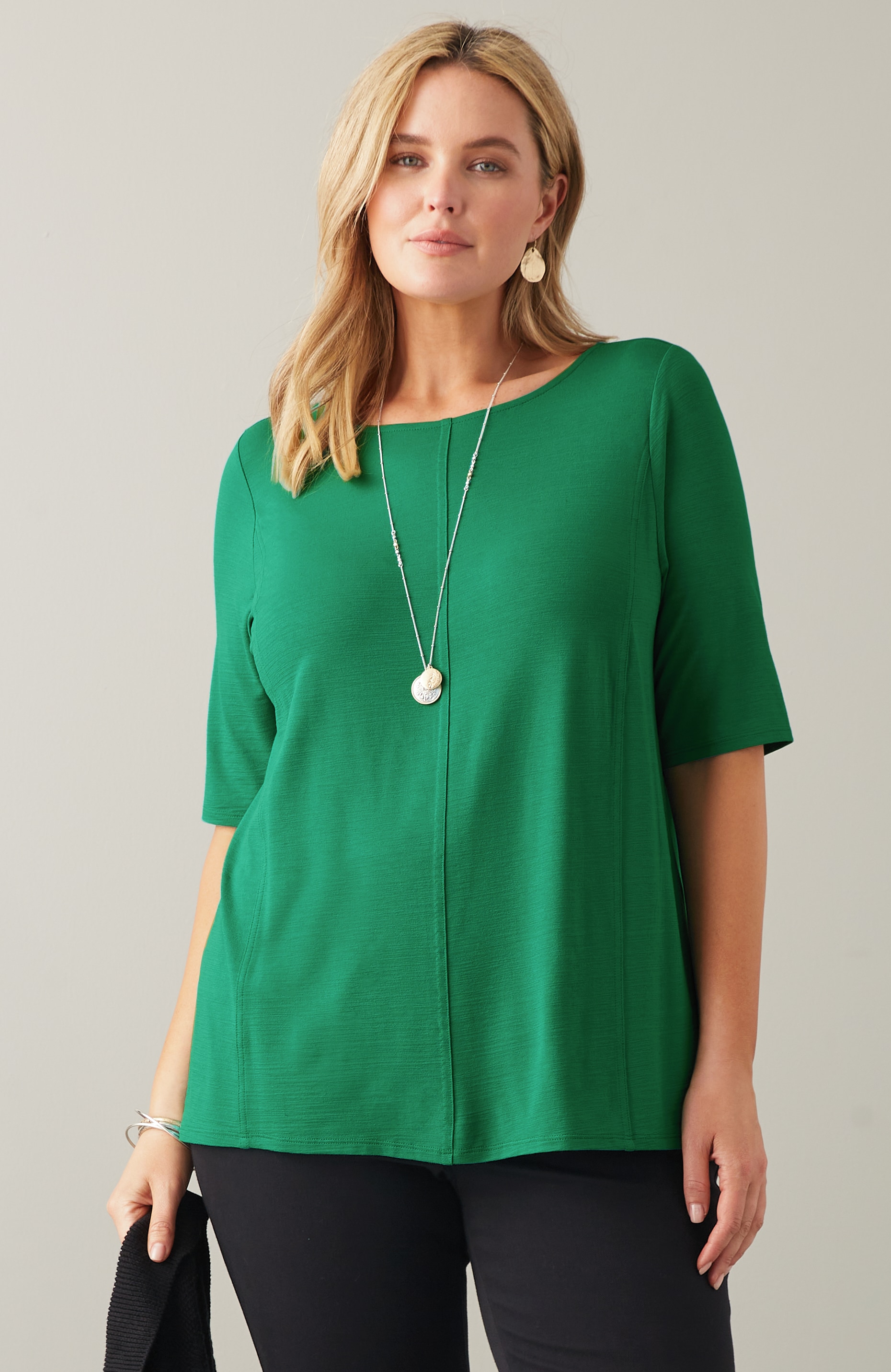 Wearever Slub-Knit Elliptical-Hem Top