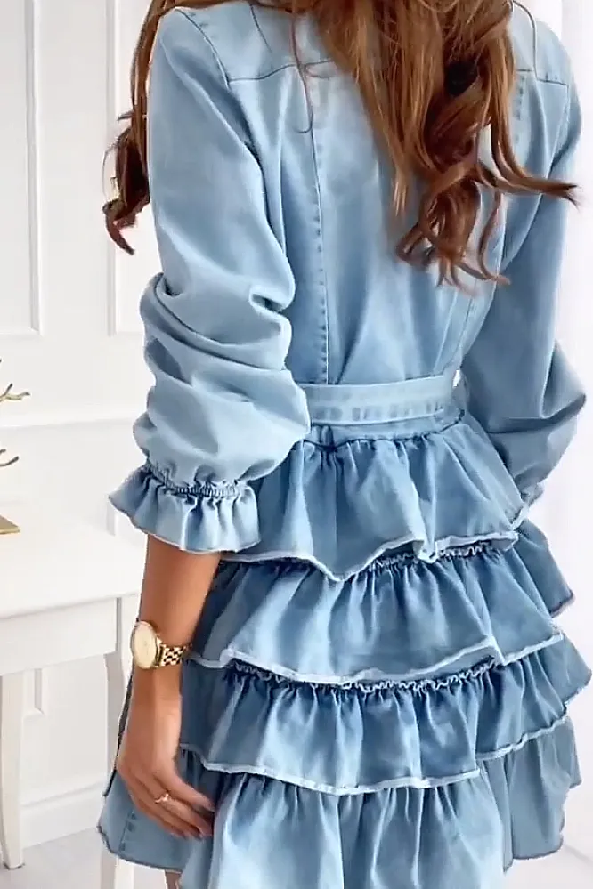 Women's fashion solid color irregular A-line dress