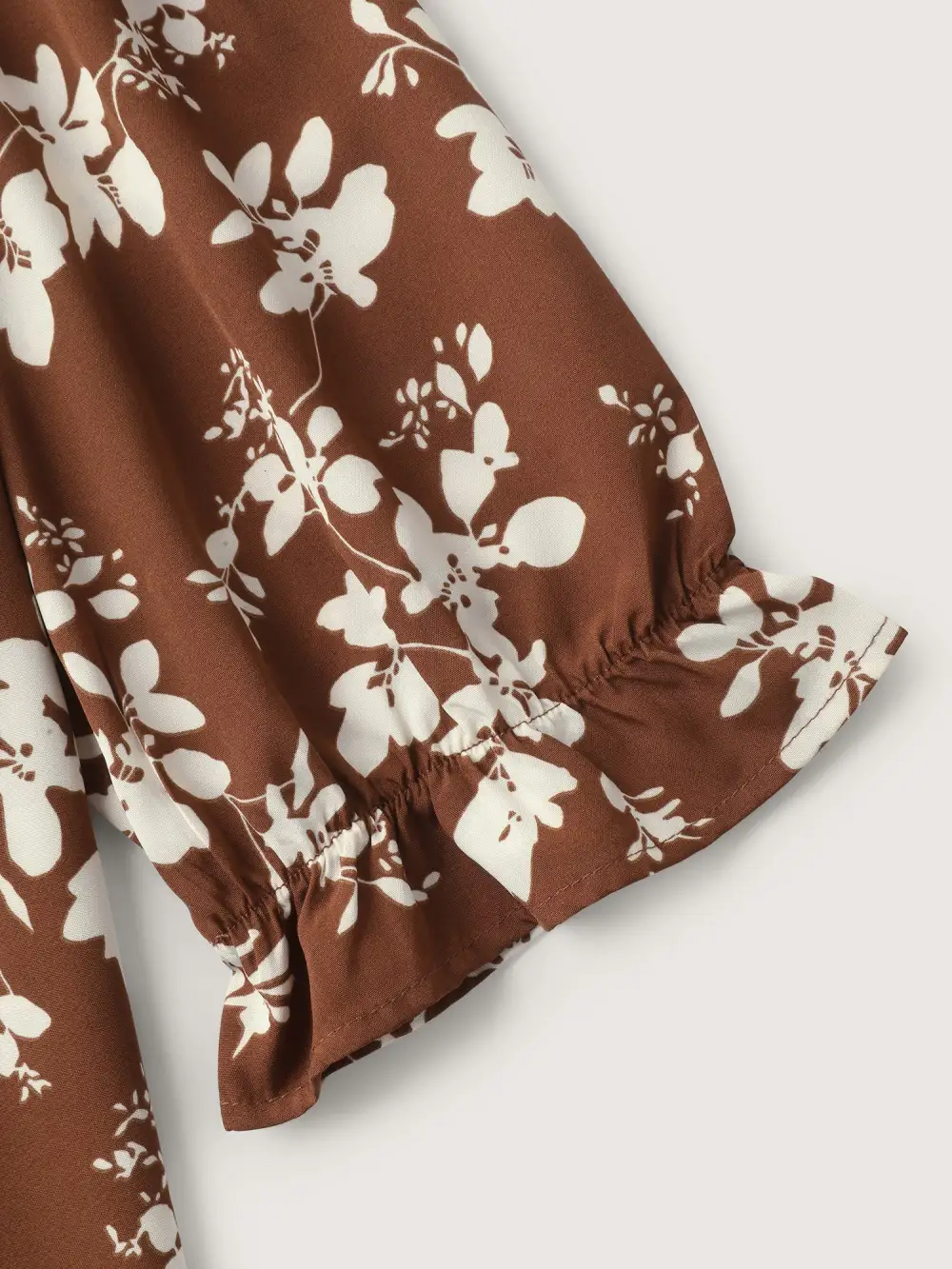 Fall Silhouette Florals Button Ruffled Blouse