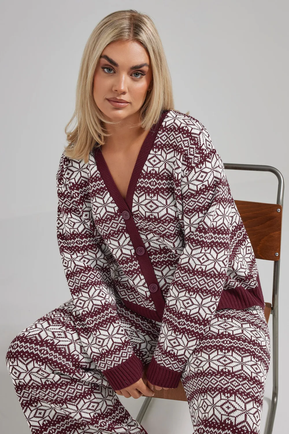 LIMITED COLLECTION Curve Blue Snowflake Knitted Cardigan